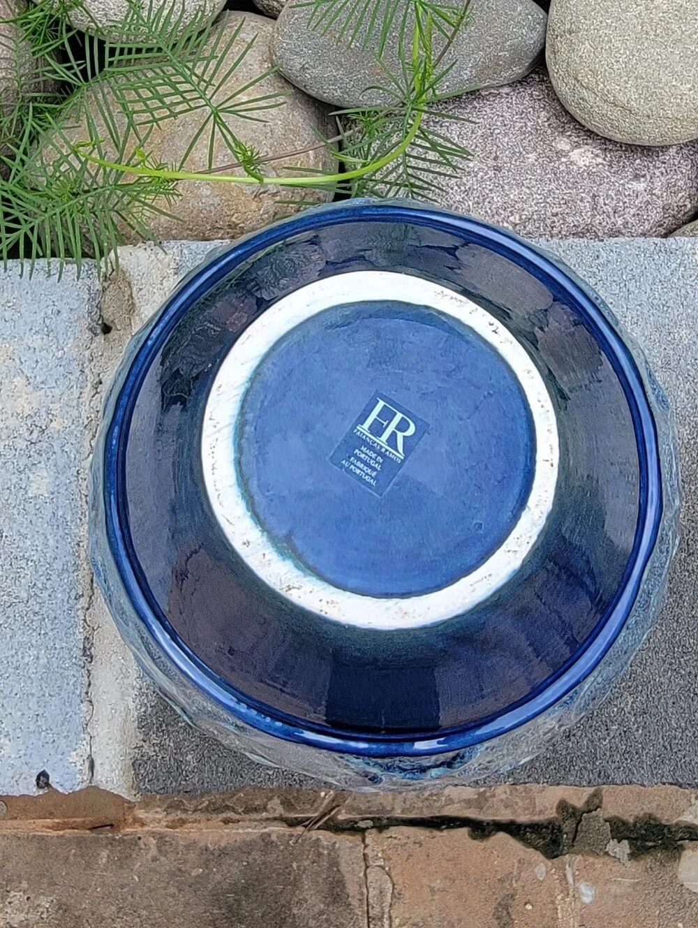 Faiancas Ramos FR Portugal Blue Glazed Planter textured